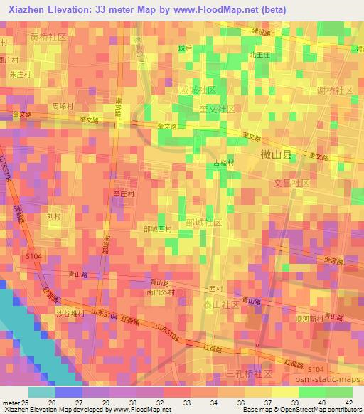 Xiazhen,China Elevation Map