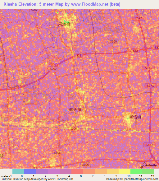 Xiasha,China Elevation Map