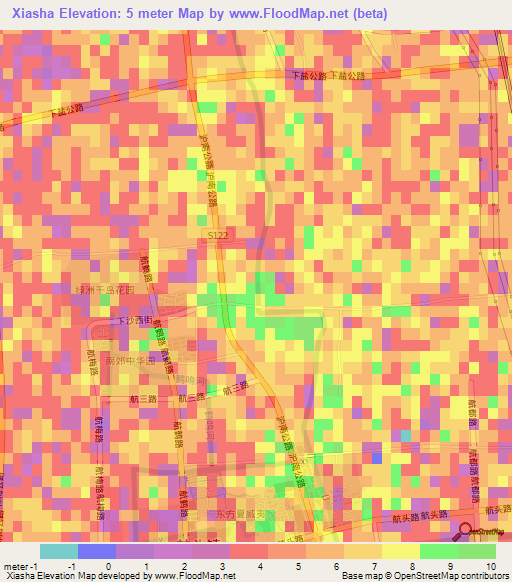 Xiasha,China Elevation Map