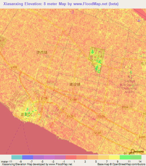 Xiasanxing,China Elevation Map