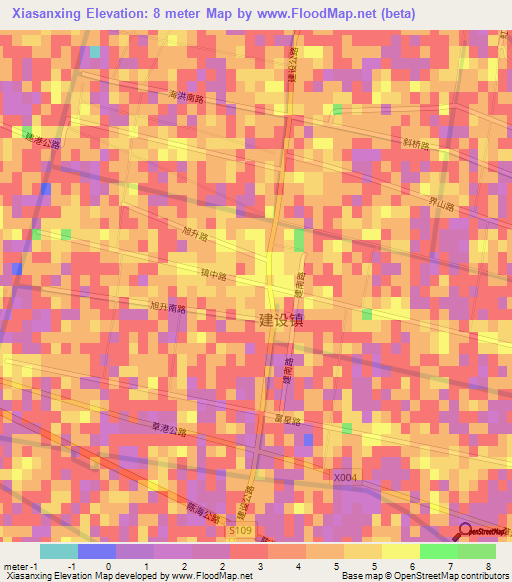 Xiasanxing,China Elevation Map