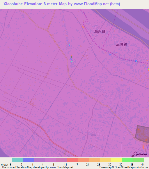 Xiaoshuhe,China Elevation Map