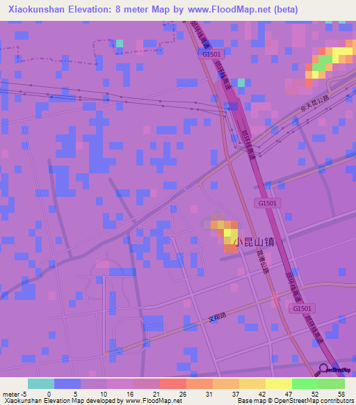 Xiaokunshan,China Elevation Map