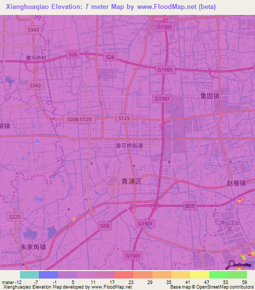 Xianghuaqiao,China Elevation Map