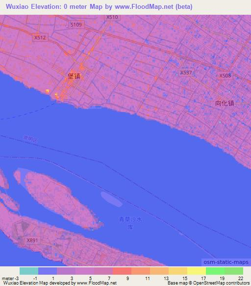 Wuxiao,China Elevation Map