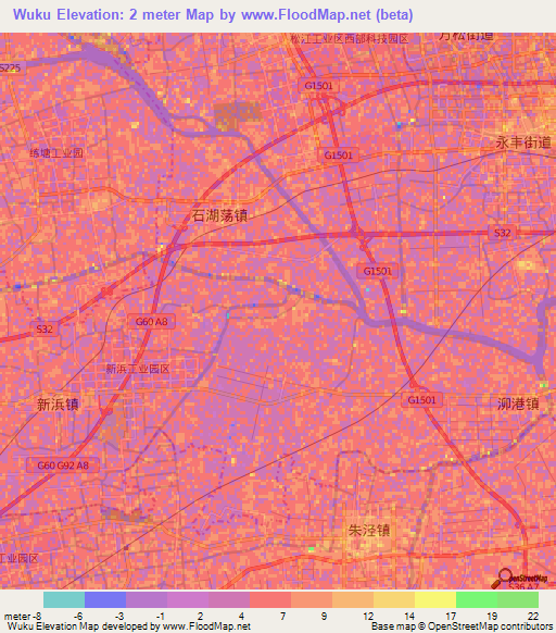 Wuku,China Elevation Map