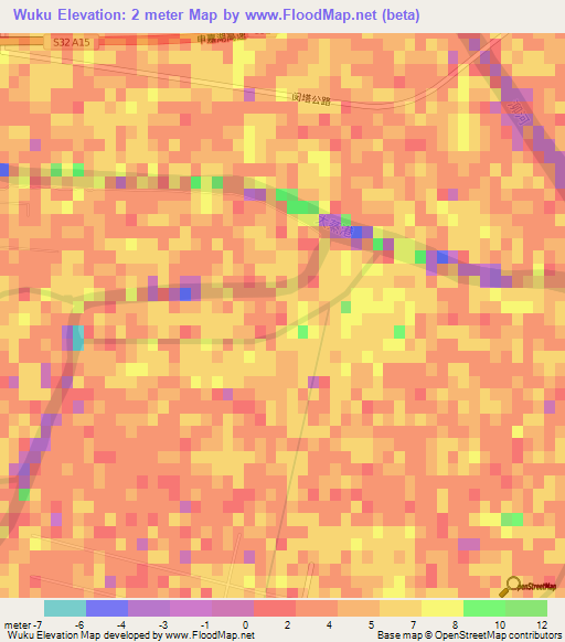 Wuku,China Elevation Map