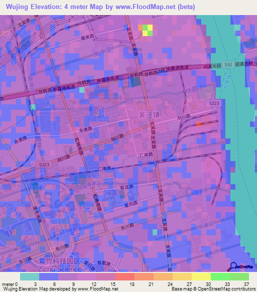 Wujing,China Elevation Map