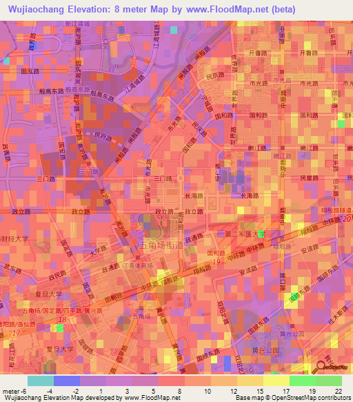 Wujiaochang,China Elevation Map