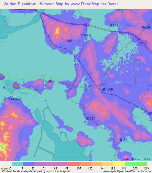 Wudao,China Elevation Map