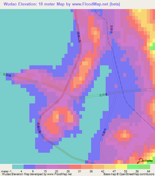 Wudao,China Elevation Map