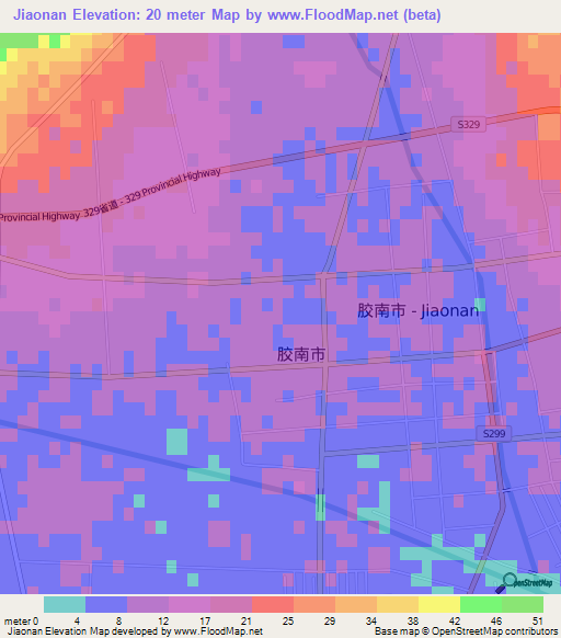 Jiaonan,China Elevation Map