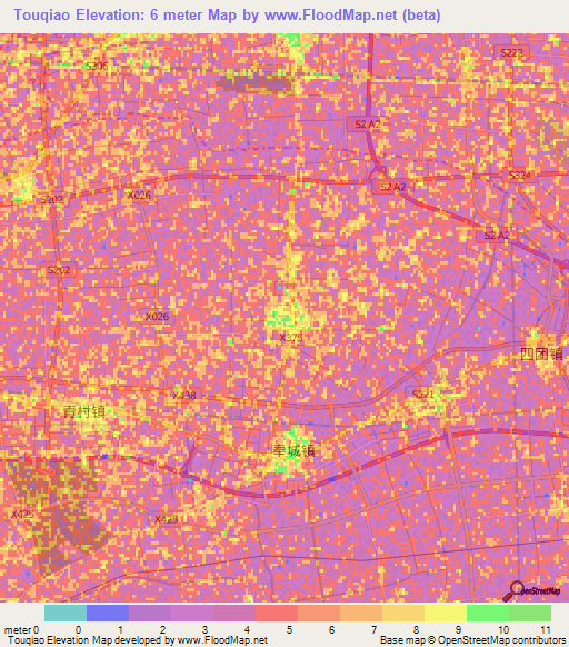 Touqiao,China Elevation Map