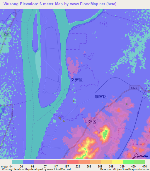 Wusong,China Elevation Map