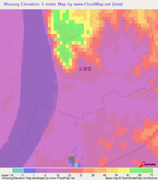 Wusong,China Elevation Map