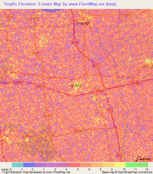 Tinglin,China Elevation Map