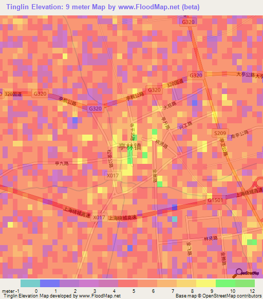 Tinglin,China Elevation Map