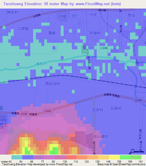 Taozhuang,China Elevation Map