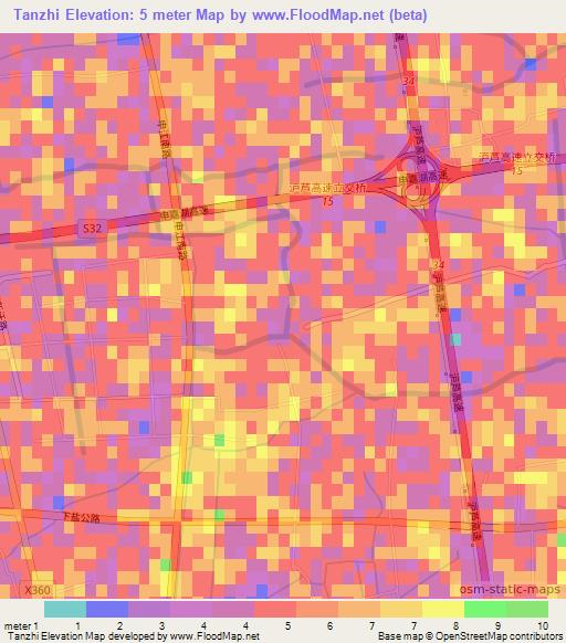Tanzhi,China Elevation Map