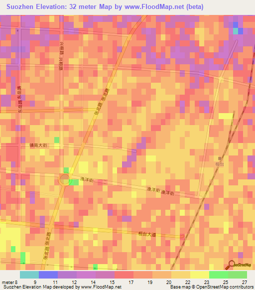 Suozhen,China Elevation Map