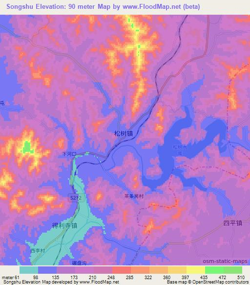 Songshu,China Elevation Map