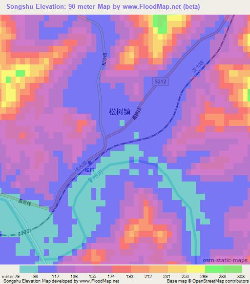 Songshu,China Elevation Map