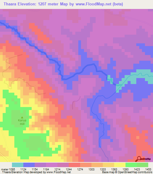 Thaara,Kenya Elevation Map