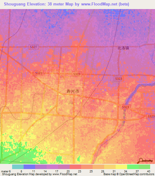 Shouguang,China Elevation Map