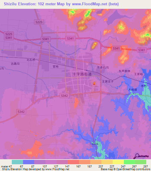 Shizilu,China Elevation Map