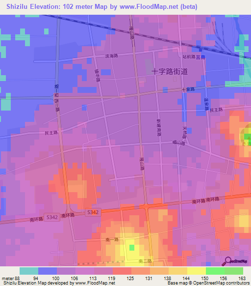 Shizilu,China Elevation Map