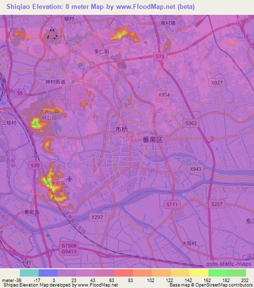 Shiqiao,China Elevation Map