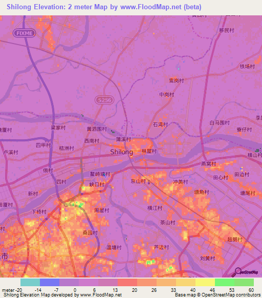 Shilong,China Elevation Map