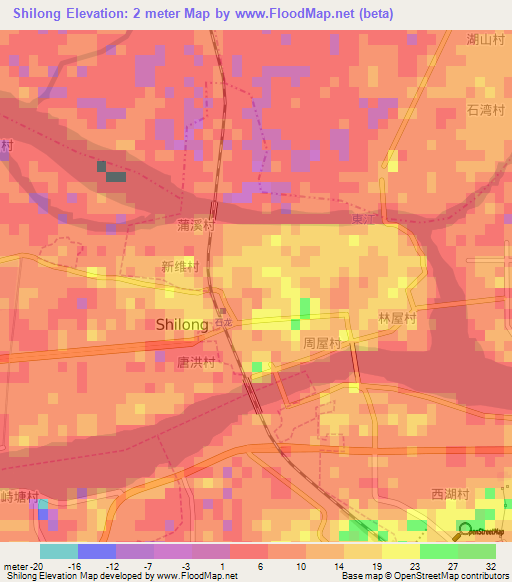 Shilong,China Elevation Map