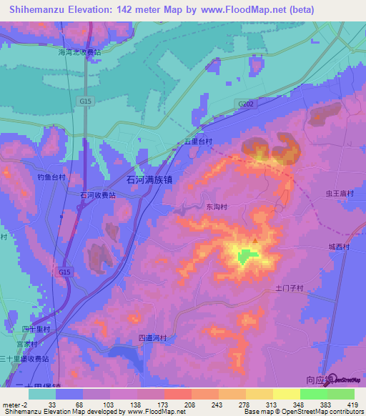 Shihemanzu,China Elevation Map