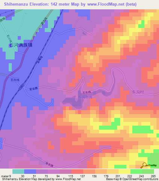 Shihemanzu,China Elevation Map