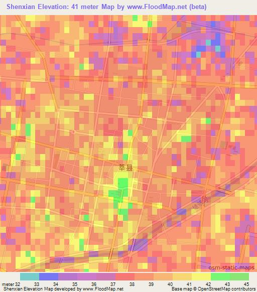 Shenxian,China Elevation Map