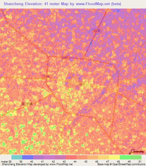 Shancheng,China Elevation Map