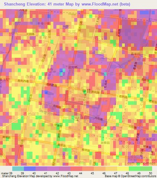 Shancheng,China Elevation Map