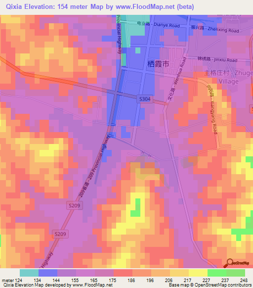 Qixia,China Elevation Map