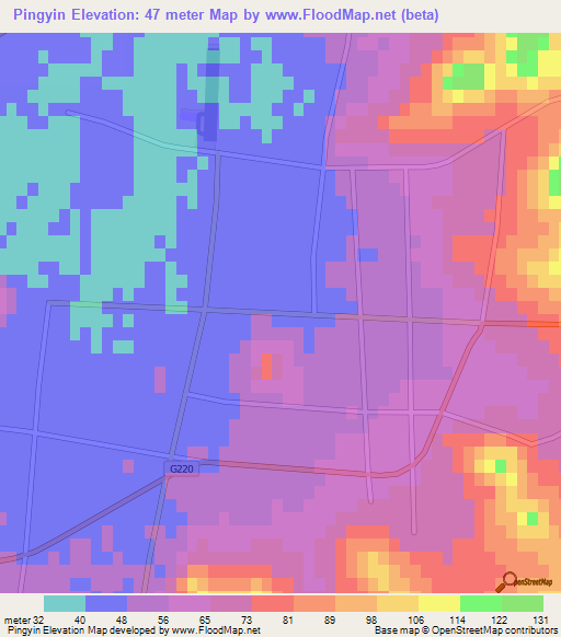 Pingyin,China Elevation Map