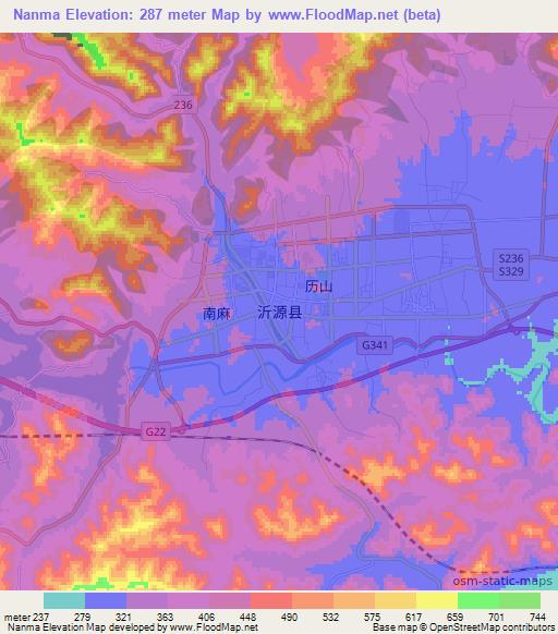 Nanma,China Elevation Map