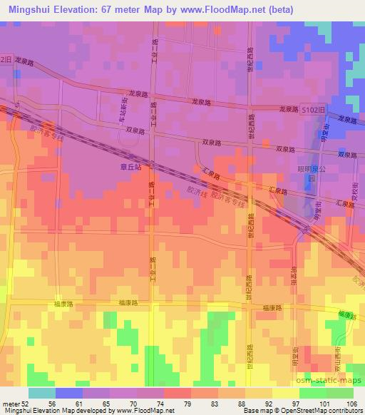 Mingshui,China Elevation Map