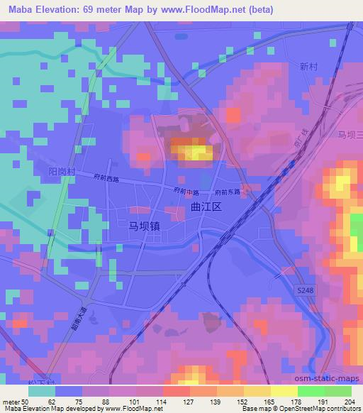 Maba,China Elevation Map