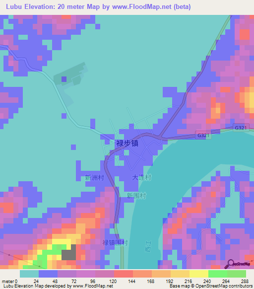 Lubu,China Elevation Map