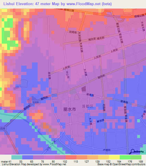 Lishui,China Elevation Map