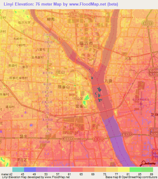 Linyi,China Elevation Map