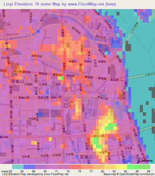 Linyi,China Elevation Map