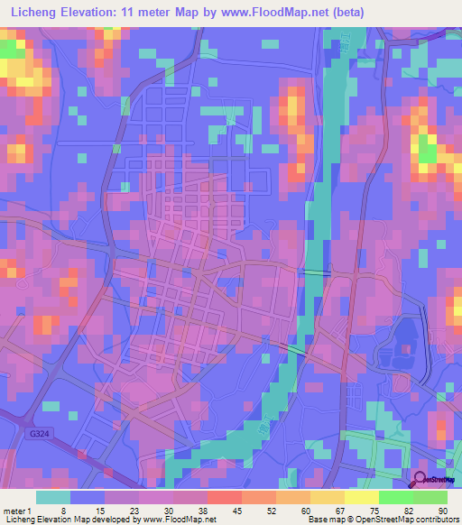 Licheng,China Elevation Map