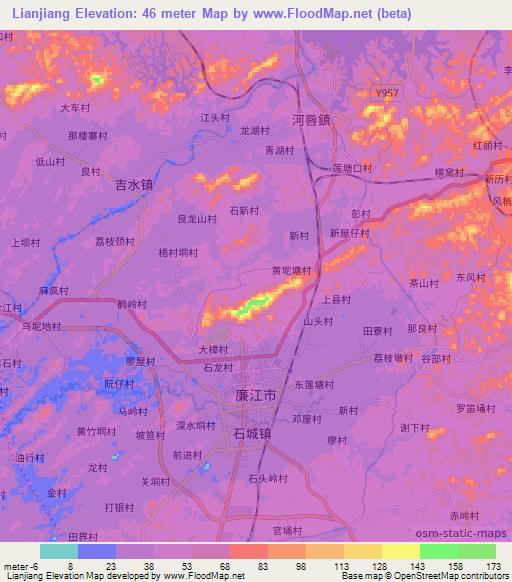 Lianjiang,China Elevation Map