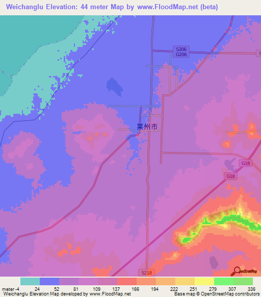 Weichanglu,China Elevation Map